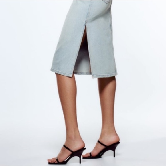 Zara Side Slit Denim Skirt NWT - Picture 4 of 13